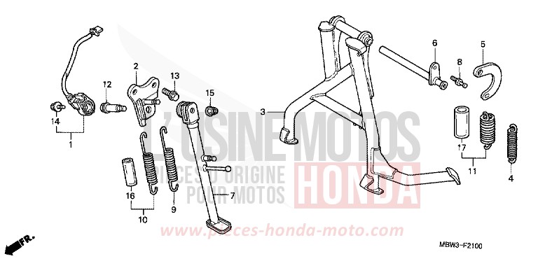 BEQUILLE de CBR600F Special Edition WINNING RED (R258) de 2001